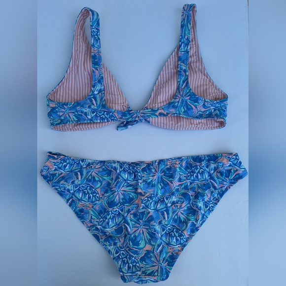 Vineyard Vines Tropical Turtles Tie Front Bikini Set - Picture 6 of 9